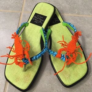 Beverly Feldman Beaded Lobster Sandals size 7